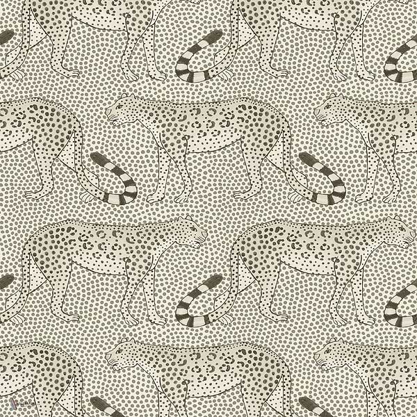 Leopard Walk wallpaper in Soot on Snow van Cole & Son