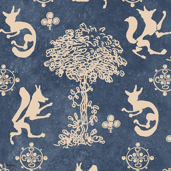 The Silly Fox wallpaper in Denim by Mind the Gap