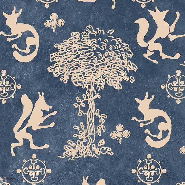 The Silly Fox wallpaper in Denim by Mind the Gap