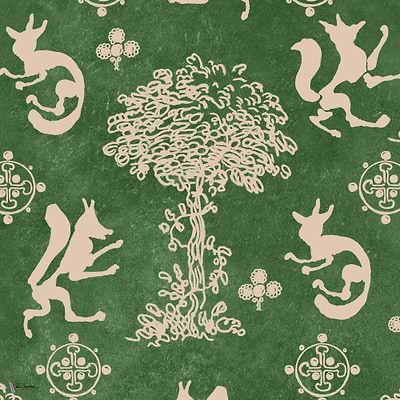 The Silly Fox wallpaper in Emerald by Mind the Gap