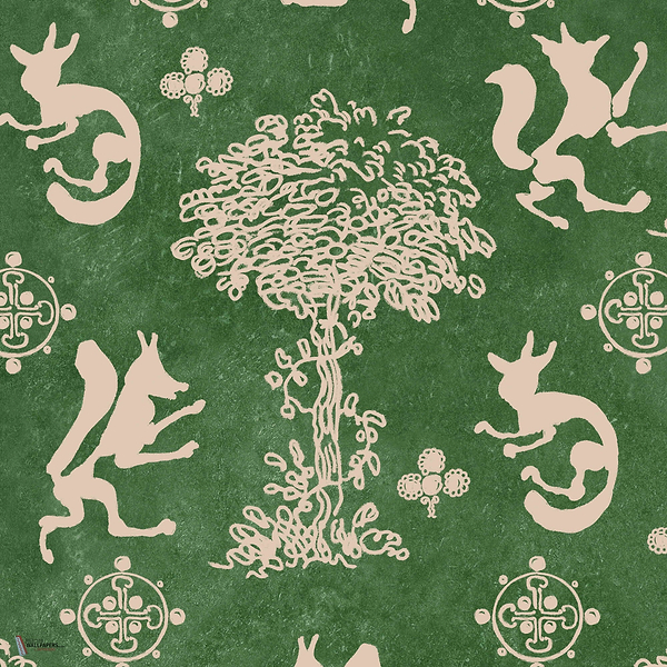 The Silly Fox wallpaper in Emerald by Mind the Gap