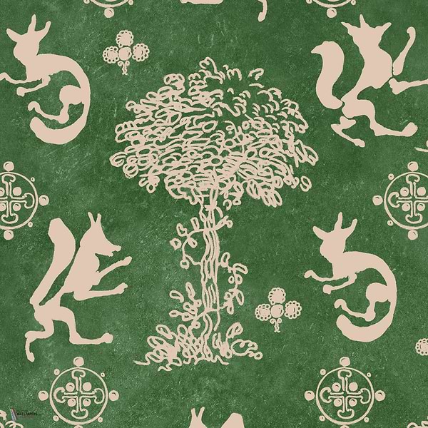The Silly Fox wallpaper in Emerald by Mind the Gap