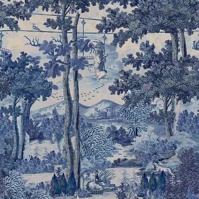 Toile Du Carpathians wallpaper in Indigo by Mind the Gap