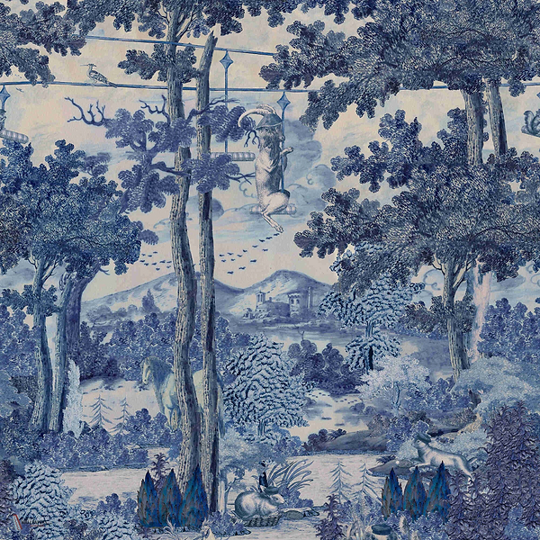 Toile Du Carpathians wallpaper in Indigo by Mind the Gap