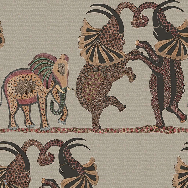 Safari Dance behang in Ginger & Red van Cole & Son