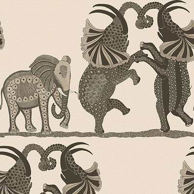 Safari Dance behang in Linen & Charcoal van Cole & Son