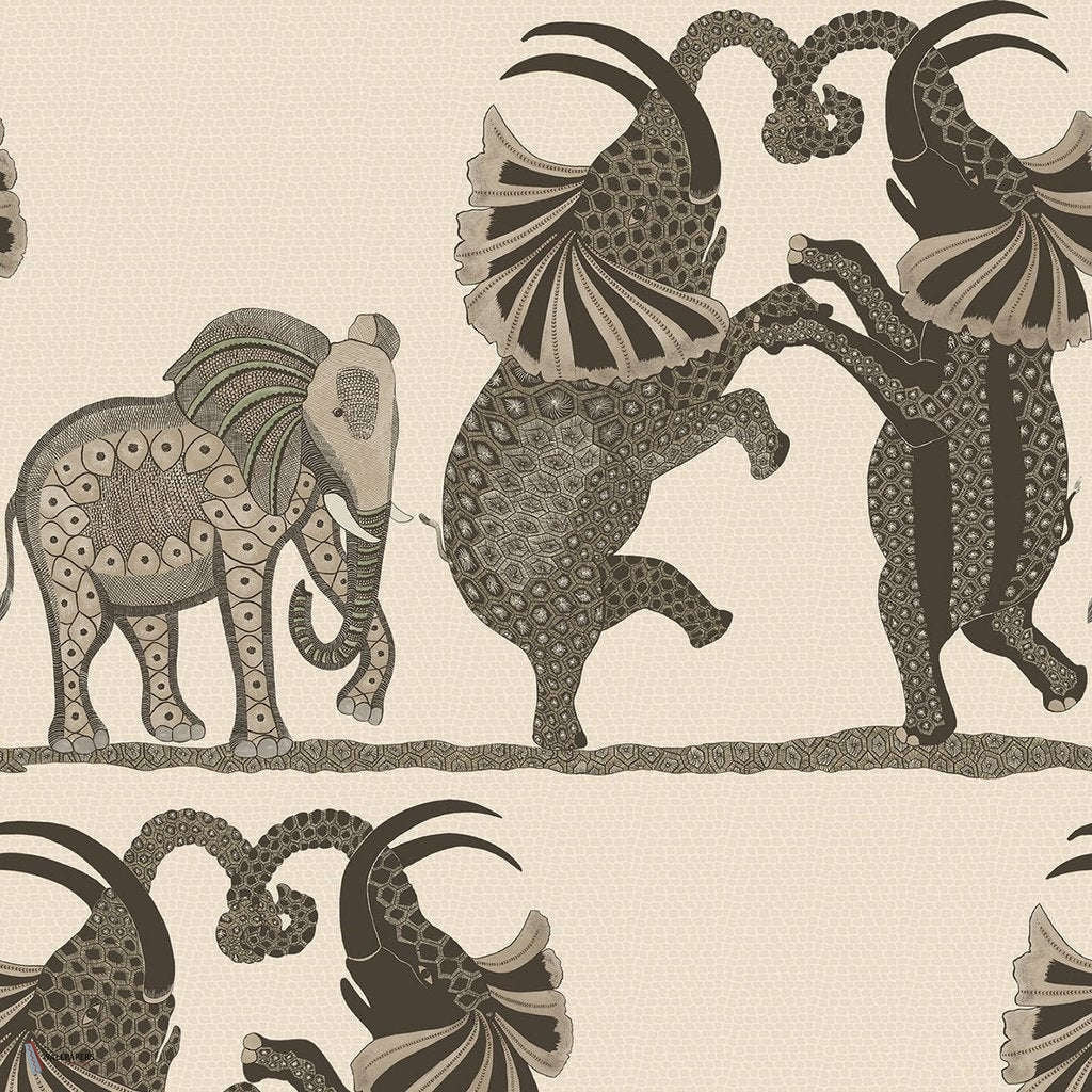 Safari Dance behang in Linen & Charcoal van Cole & Son