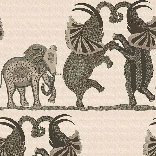 Safari Dance behang in Linen & Charcoal van Cole & Son