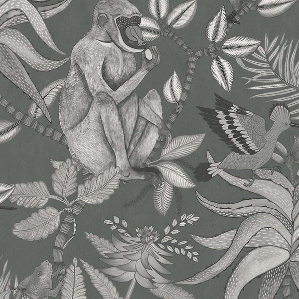 Savuti wallpaper in Soot on Charcoal van Cole & Son
