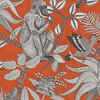 Savuti wallpaper in Soot on Tangerine van Cole & Son