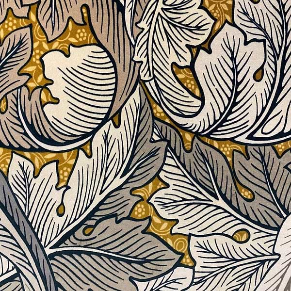 Acanthus Velvet stof-Fabric-Tapete-Morris & Co-Mustard/Grey-Meter (M1)-226400-Selected Wallpapers