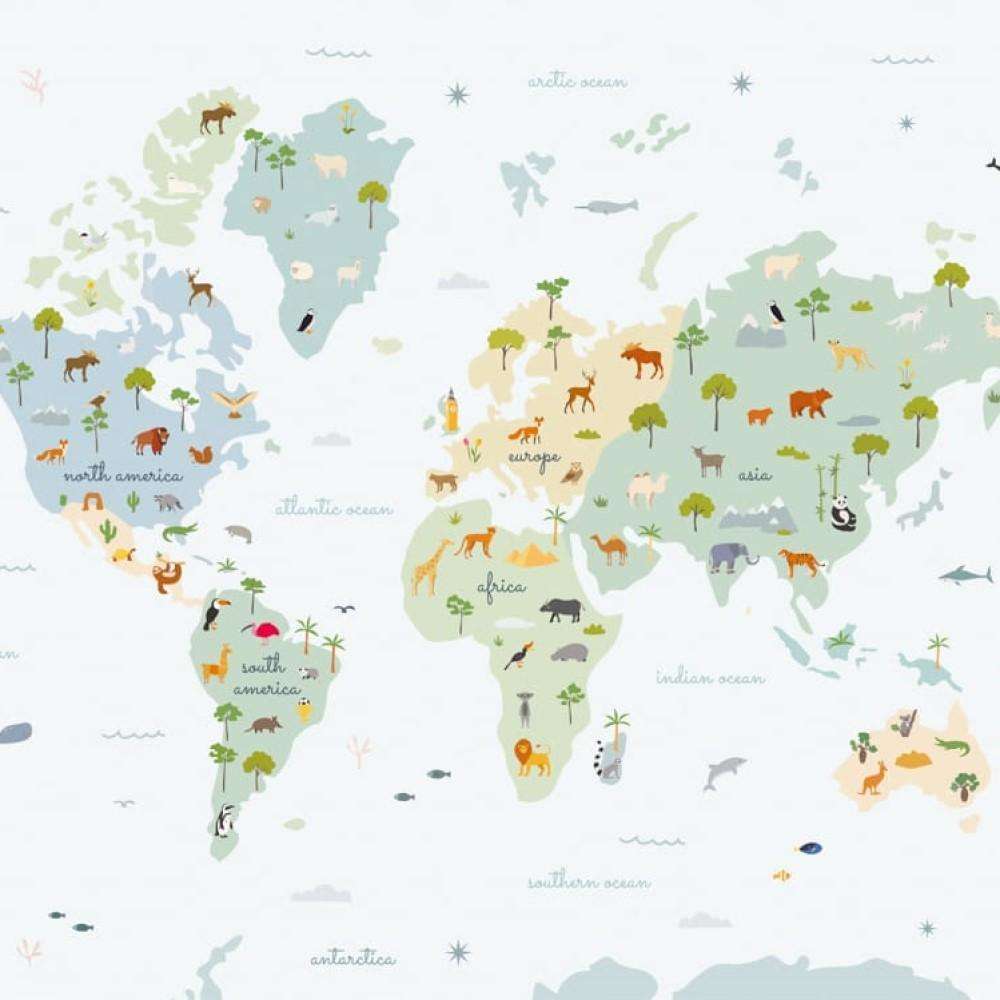 Animal Map-behang-Tapete-Coordonne-Prisma-Non Woven-9700051-Selected Wallpapers