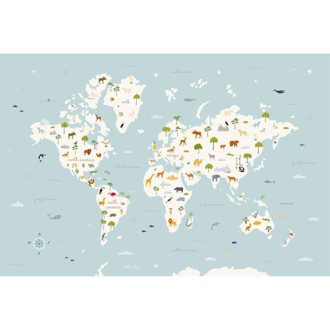 Animal Map-behang-Tapete-Coordonne-Selected Wallpapers