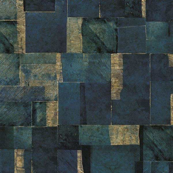 Antilia-behang-Tapete-Inkiostro Bianco-Blue on Gold-Gold Leaf-INKUAGF2001-Selected Wallpapers