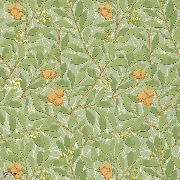 Arbutus-behang-Tapete-Morris & Co-Green/Terracotta-Rol-210408-Selected Wallpapers