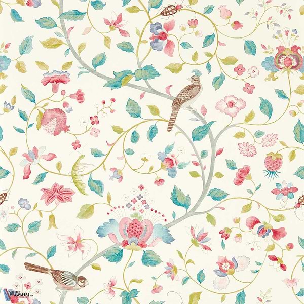 Aril's Garden-Behang-Tapete-Sanderson-Blue Clay/Pink-Rol-217236-Selected Wallpapers