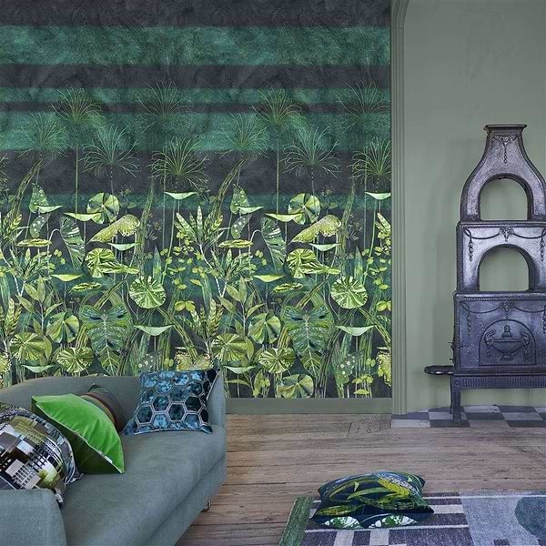 Arjuna Leaf-behang-Tapete-Designers Guild-Viridian-Set-PDG1088/01-Selected Wallpapers