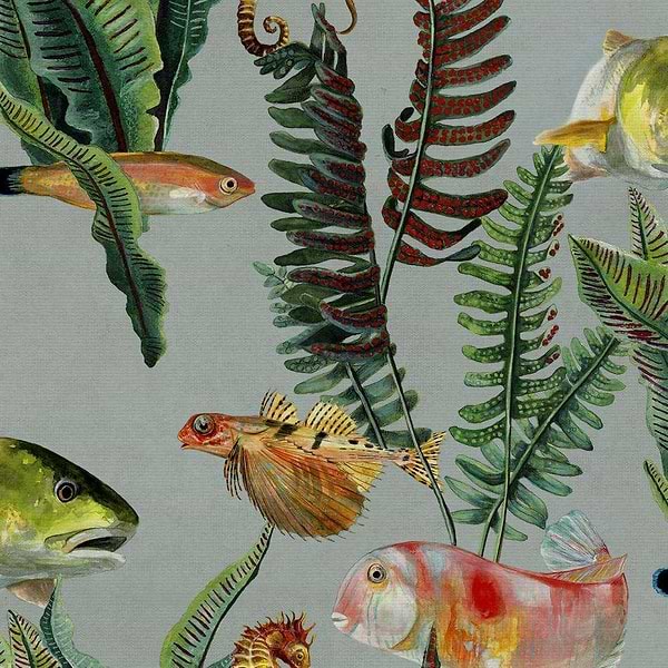Bank of Fish-Behang-Tapete-Coordonne-Cyan-Rol-9500021-Selected Wallpapers