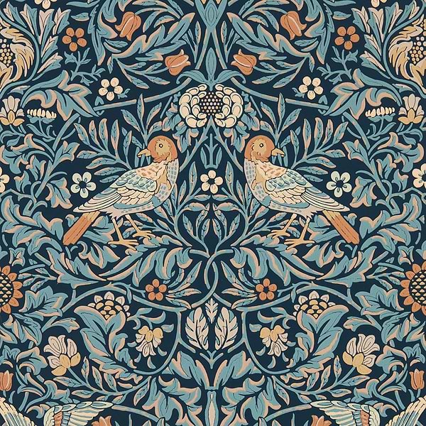 Bird-behang-Tapete-Morris & Co-Webb's Blue-Rol-217193-Selected Wallpapers