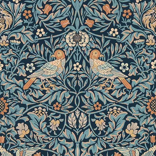 Bird-behang-Tapete-Morris & Co-Webb's Blue-Rol-217193-Selected Wallpapers
