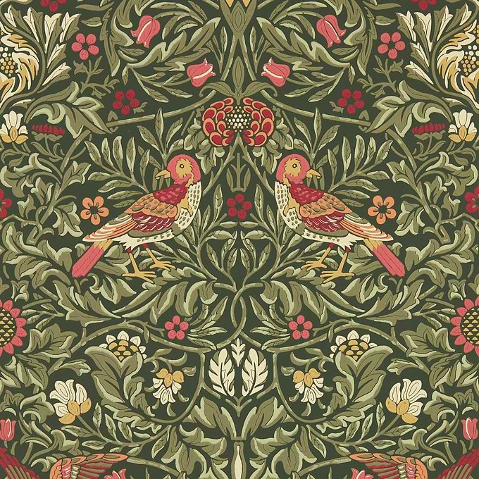 Bird-behang-Tapete-Morris & Co-Wooded Dell-Rol-217194-Selected Wallpapers