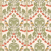 Birds & Cherries-Behang-Tapete-GP&J Baker-Red/Green-Rol-BW45100.1-Selected Wallpapers