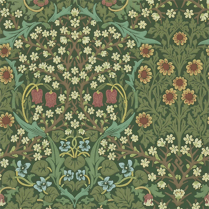 Blackthorn-behang-Tapete-Morris & Co-Green-Rol-210409-Selected Wallpapers