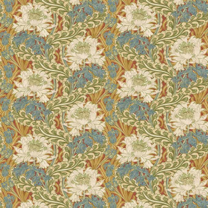 Brantwood-Behang-Tapete-GP&J Baker-Red/Green-Rol-BW45105.1-Selected Wallpapers