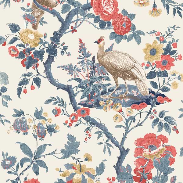 Broughton Rose-Behang-Tapete-GP&J Baker-Indigo/Red-Rol-BW45096.5-Selected Wallpapers