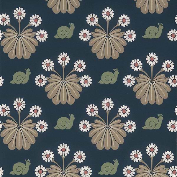 Burges Snail-Behang-Tapete-Little Greene-Dark Blue-Rol-0260BUDARK-Selected Wallpapers