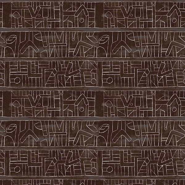 Bushoong Kuba-behang-Tapete-Mind the Gap-Bruin-300 cm (standaard)-WP20411-Selected Wallpapers