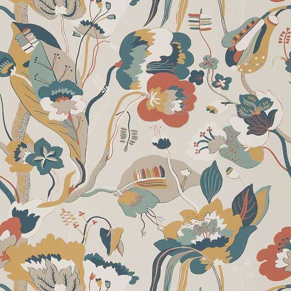 California-behang-Tapete-GP&J Baker-Teal/Ochre-Rol-BW45080.4-Selected Wallpapers