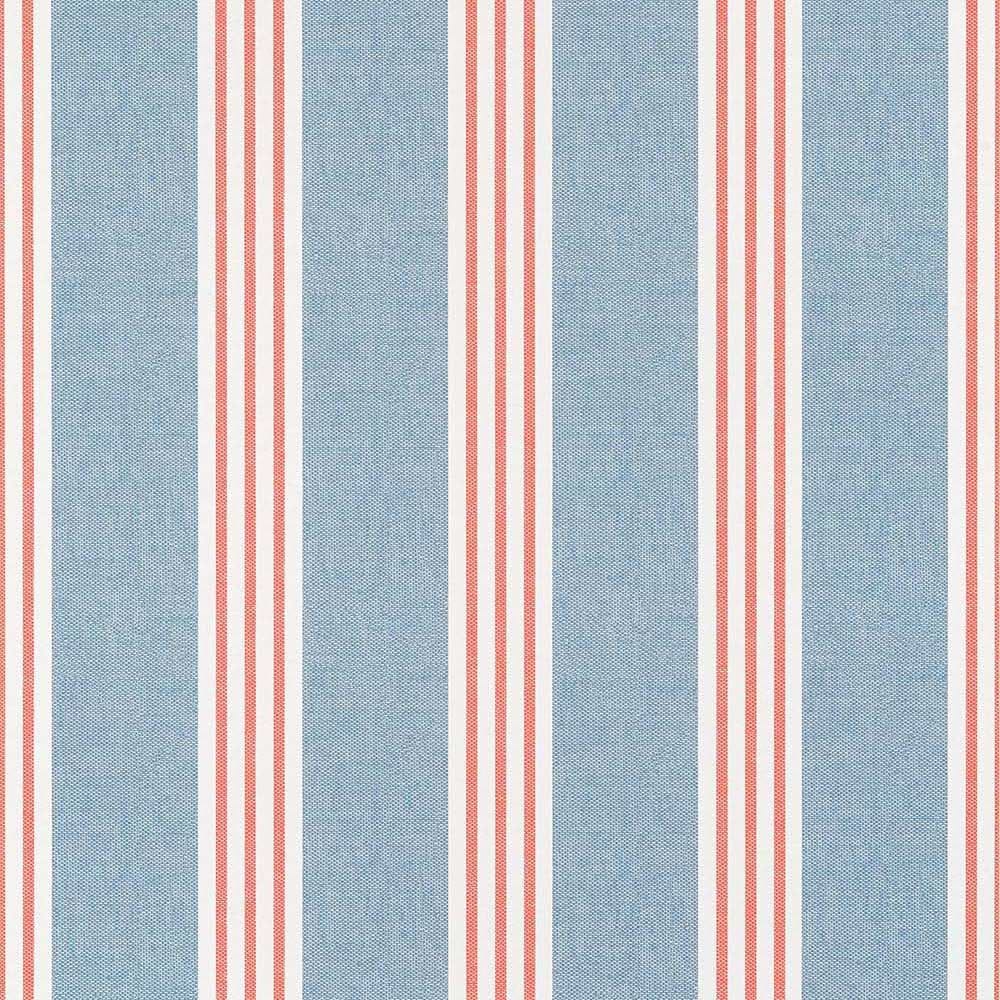 Canvas Stripe-Behang-Tapete-Thibaut-Blue and Coral-Rol-T13362-Selected Wallpapers