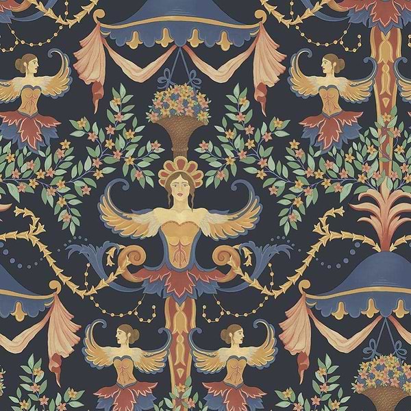 Chamber Angels-behang-Tapete-Cole & Son-Denim, Red & Marigold-Rol-118/12027-Selected Wallpapers