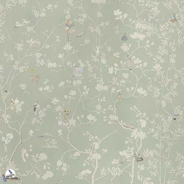 Cherry Kawasaki-Behang-Tapete-Pierre Frey-Vert de Gris-Set-FP912001-Selected Wallpapers