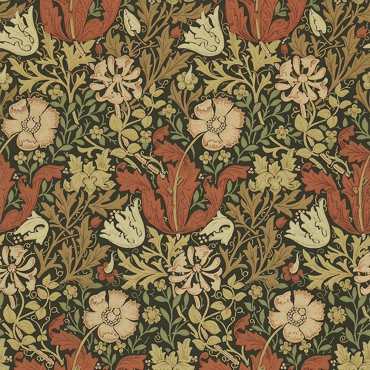 Compton-behang-Tapete-Morris & Co-Brown/Orange-Rol-210420-Selected Wallpapers