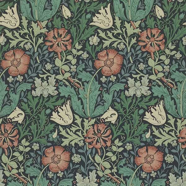 Compton-behang-Tapete-Morris & Co-Indigo/Russet-Rol-210421-Selected Wallpapers