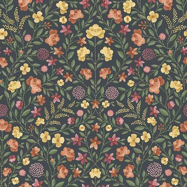 Court Embroidery-behang-Tapete-Cole & Son-Marigold, Tangerine & Red-Rol-118/13031-Selected Wallpapers