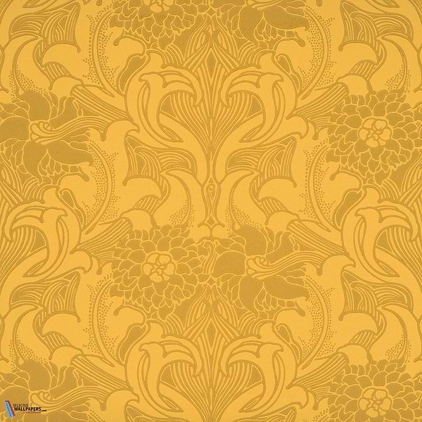 Dahlia Scroll-behang-Tapete-Little Greene-Giallo-Rol-0263DAGIALL-Selected Wallpapers