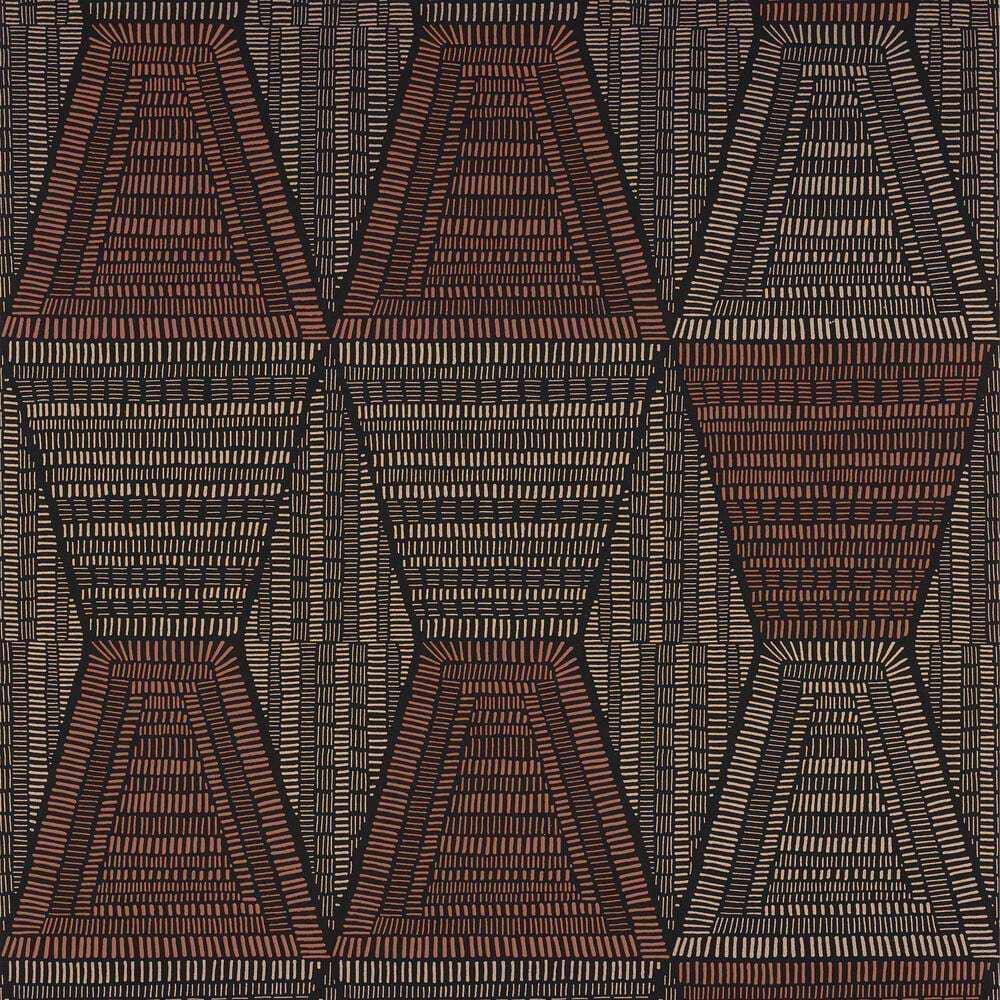 Daia-behang-Tapete-Casamance-Noir/Terracotta-Rol-75274486-Selected Wallpapers