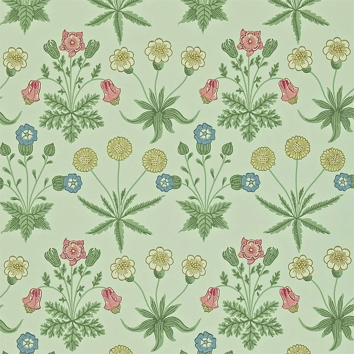 Daisy-behang-Tapete-Morris & Co-Pale Green/Rose-Rol-212559-Selected Wallpapers