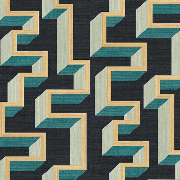 Detour-Behang-Tapete-Arte-Gold Teal-Meter (M1)-72703-Selected Wallpapers