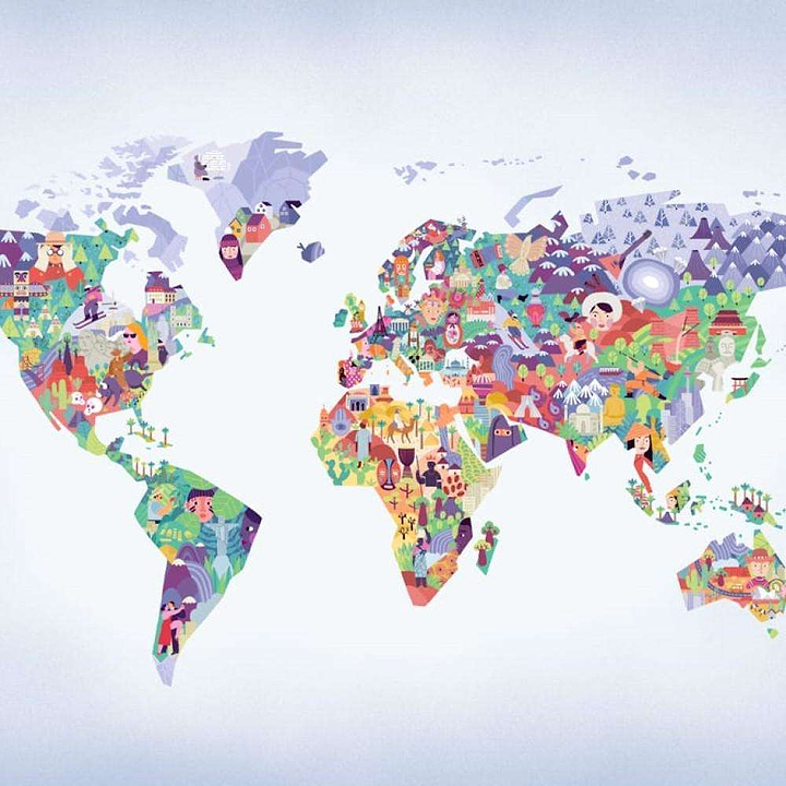 Diversity Map-behang-Tapete-Coordonne-Lilac-Non Woven-9700060-Selected Wallpapers