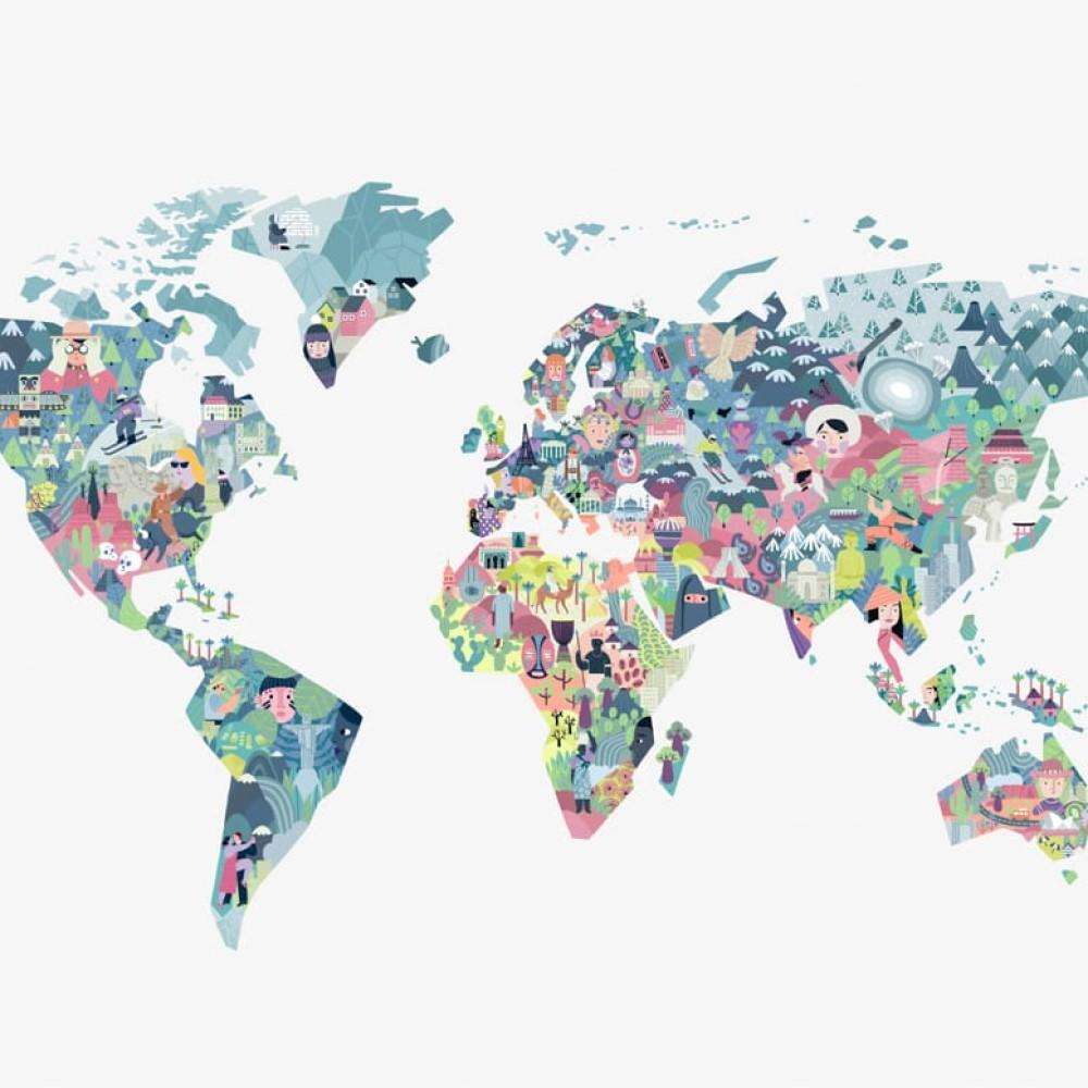 Diversity Map-behang-Tapete-Coordonne-Snow-Non Woven-9700061-Selected Wallpapers