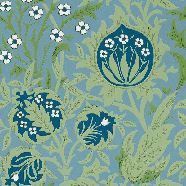 Elmcote-behang-Tapete-Morris & Co-Dearle Blue-Rol-217200-Selected Wallpapers