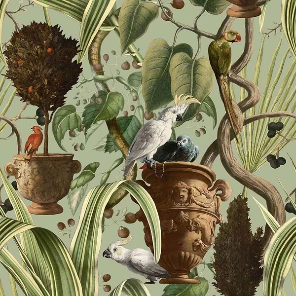 Exotic Menagerie-behang-Tapete-Mind the Gap-Bruin/Groen/Rood-300 cm (standaard)-WP20516-Selected Wallpapers