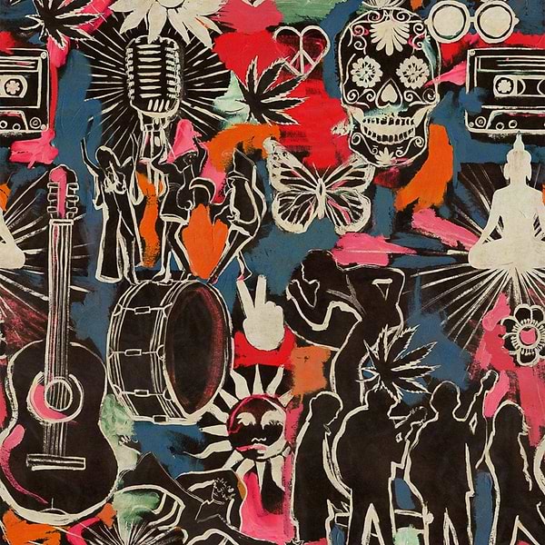 Festival Memories-Behang-Tapete-Mind the Gap-Dark-300 cm (standaard)-WP20612-Selected Wallpapers