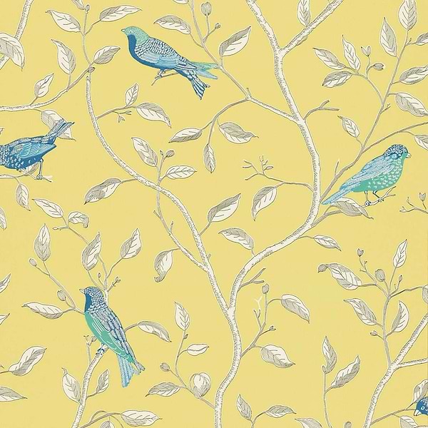 Finches-behang-Tapete-Sanderson-Yellow-Rol-DOPWFI101-Selected Wallpapers