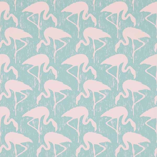 Flamingos-behang-Tapete-Sanderson-Turquoise Pink-Rol-214569-Selected Wallpapers