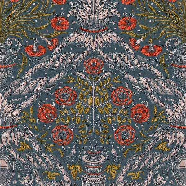Floral Ornament-behang-Tapete-Mind the Gap-Rood-300 cm (standaard)-WP20471-Selected Wallpapers